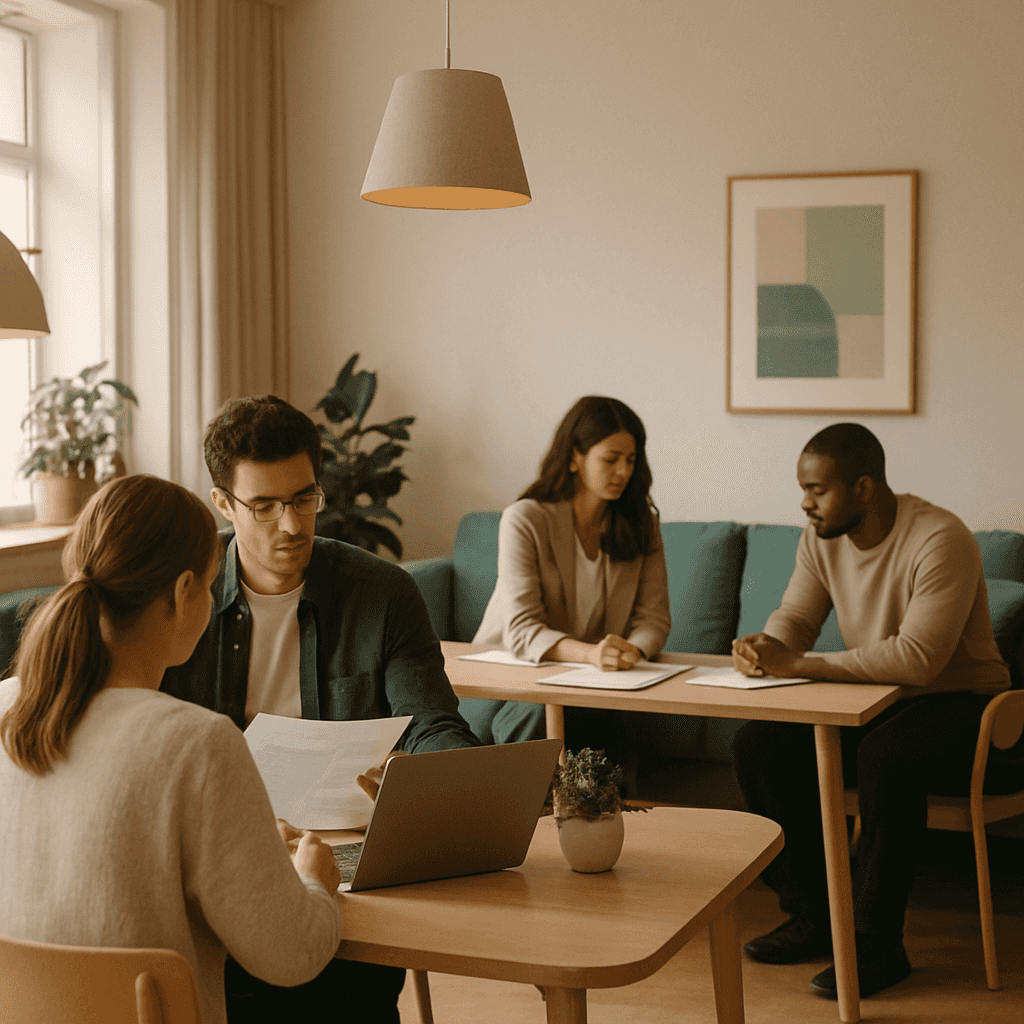 OpenAI-genererad mainblock-bild med människor i kontorsmiljö